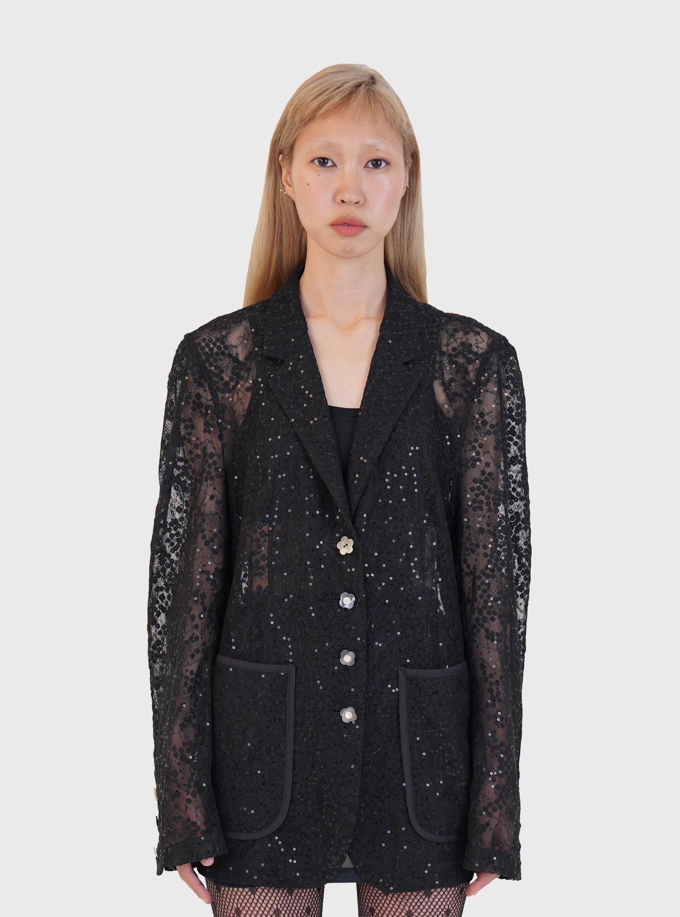 SPANGLED LACE JACKET_BLACK