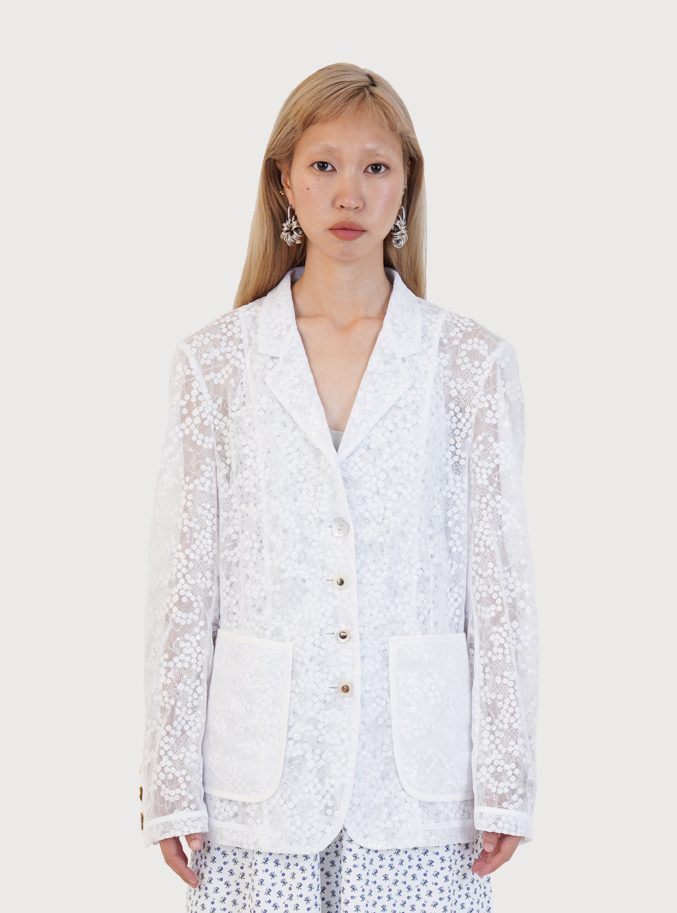 SPANGLED LACE JACKET_WHITE