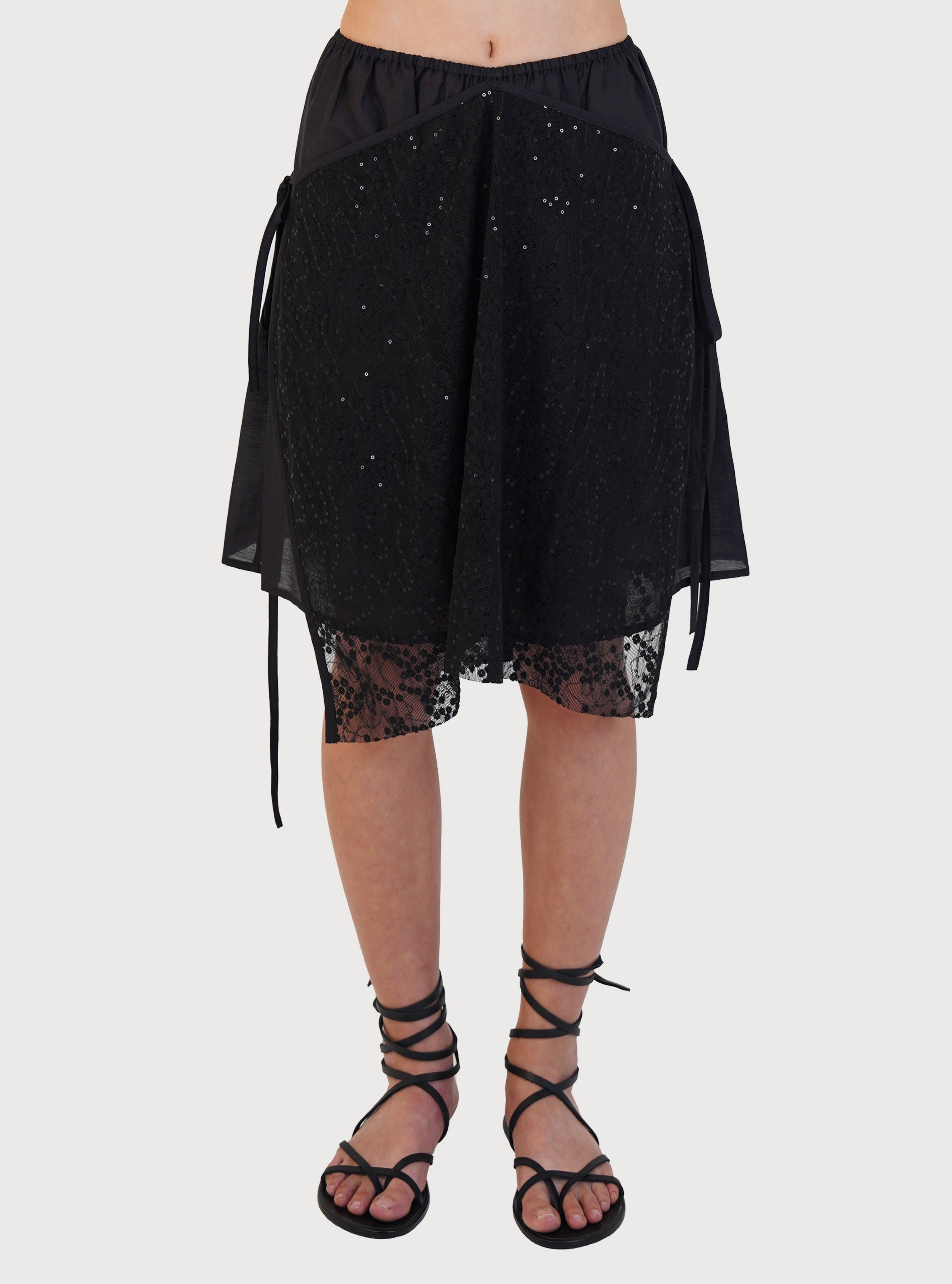 SPANGLED LAYER SKIRT_BLACK