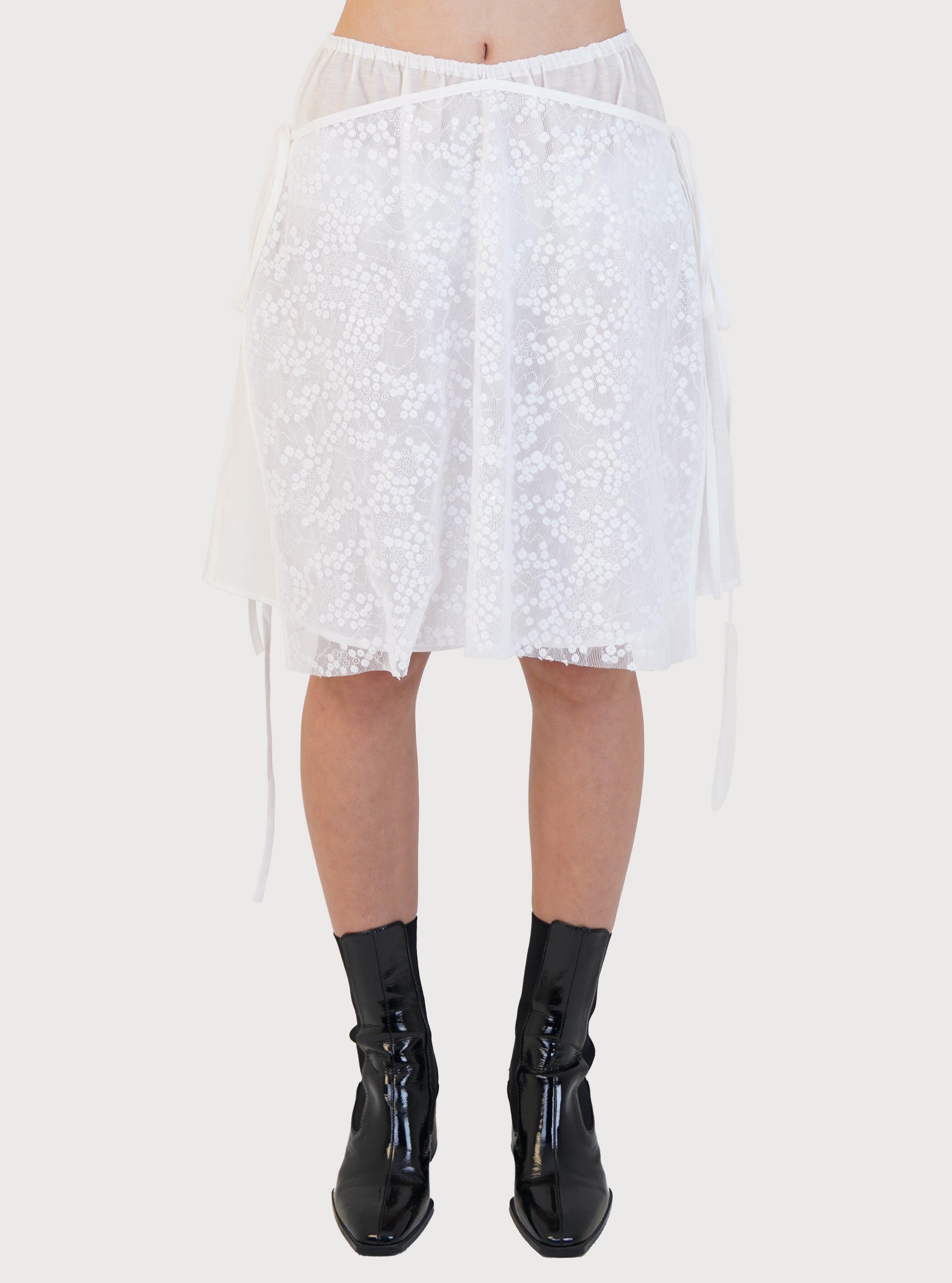 SPANGLED LAYER SKIRT_WHITE