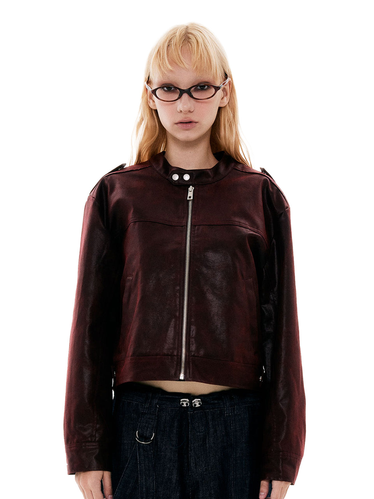 Suede Biker Jacket_Red