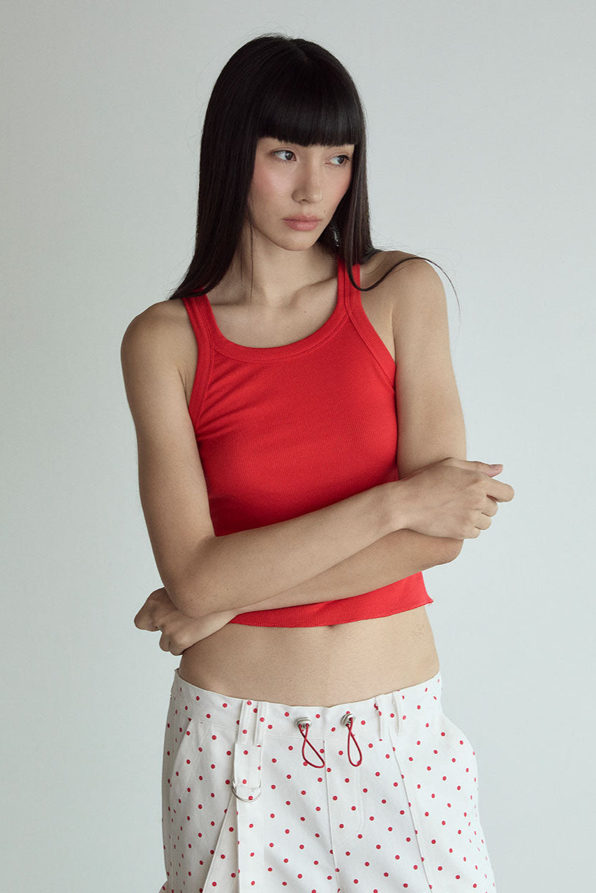 COTTON SLEEVELESS TOP_RED
