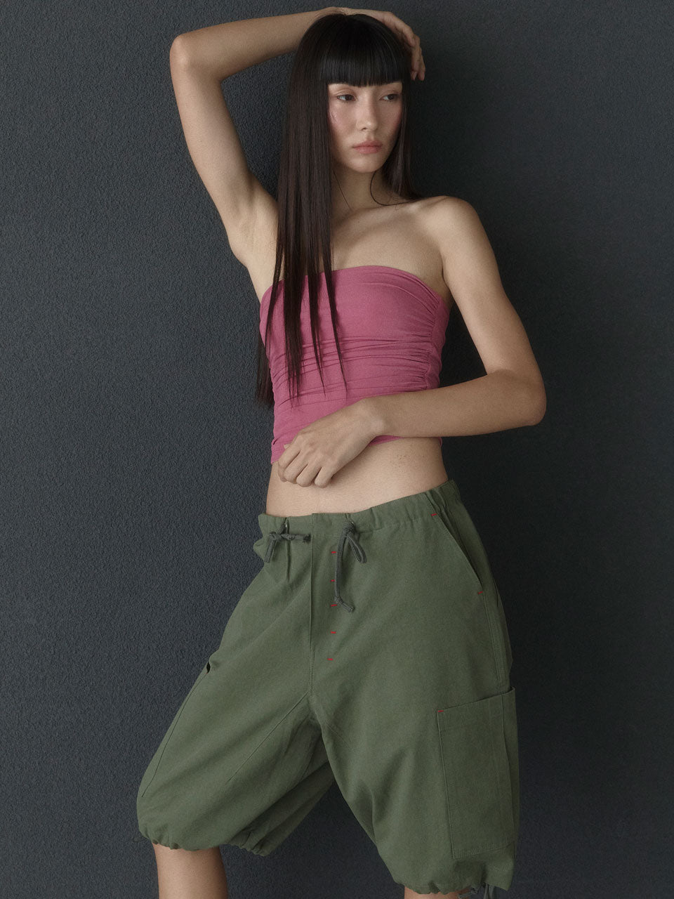 WRINKLE TUBE TOP_PINK