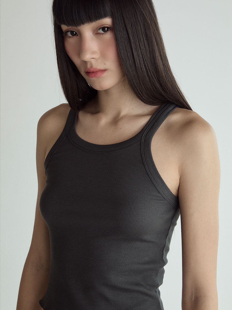 COTTON SLEEVELESS TOP_CHARCOAL