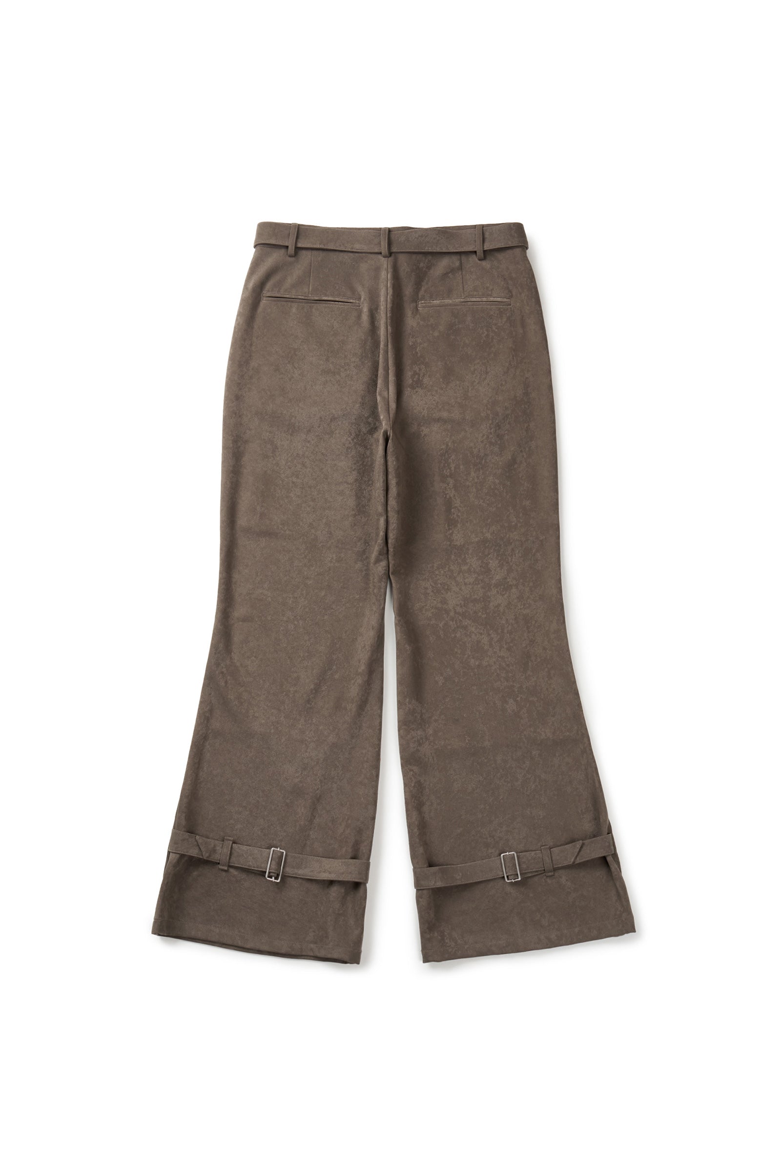 BELTED STAINED FLARE PANTS_TAUPE