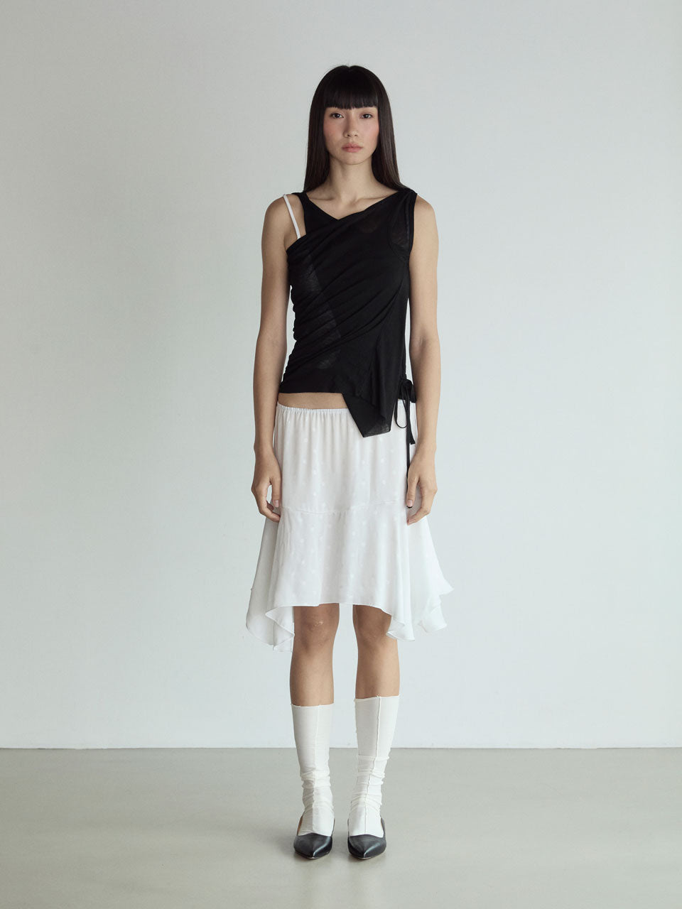 POLKA DOT SKIRT_BLANC