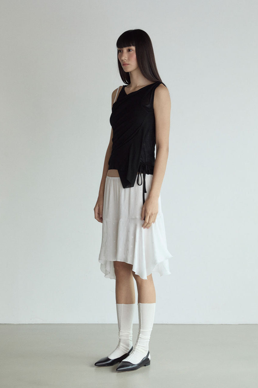 POLKA DOT SKIRT_BLANC