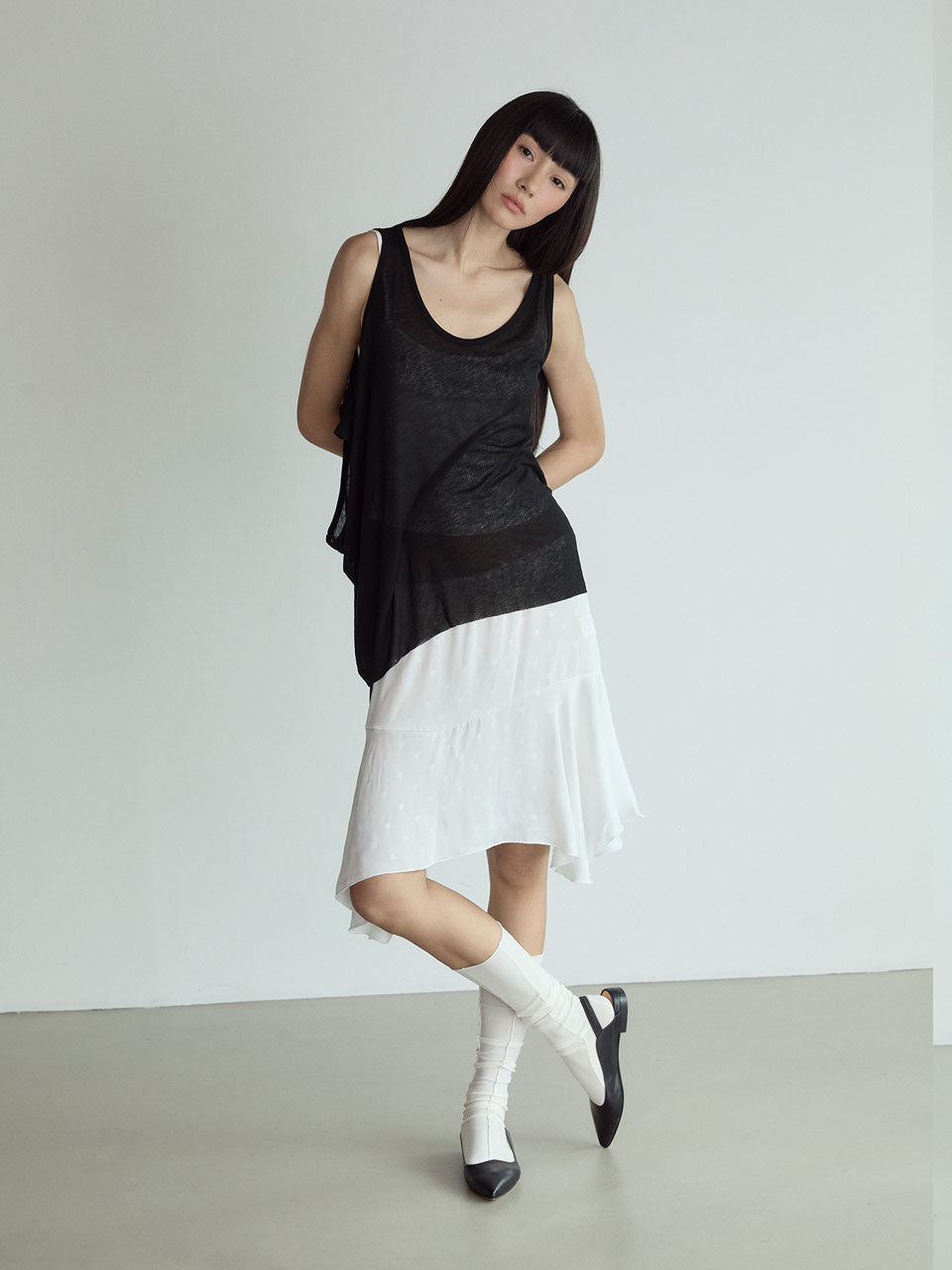 POLKA DOT SKIRT_WHITE