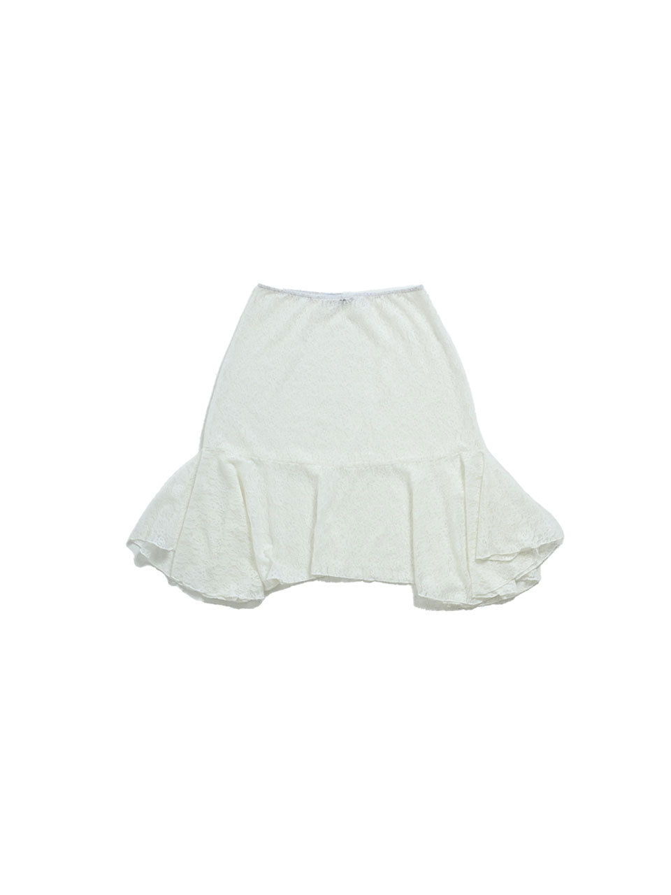 FLORAL LACE FLARE SKIRT_WHITE