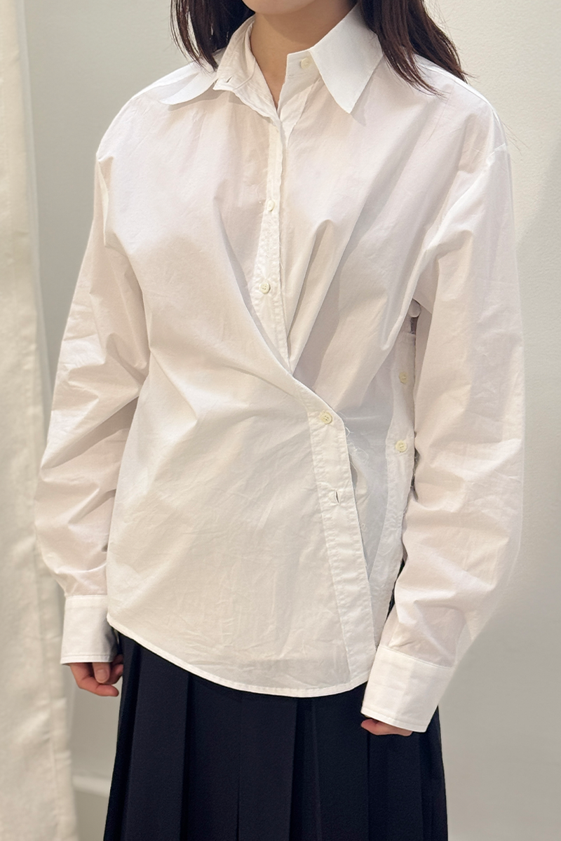 OVER WRAP UNBALANCED SHIRT_IVORY