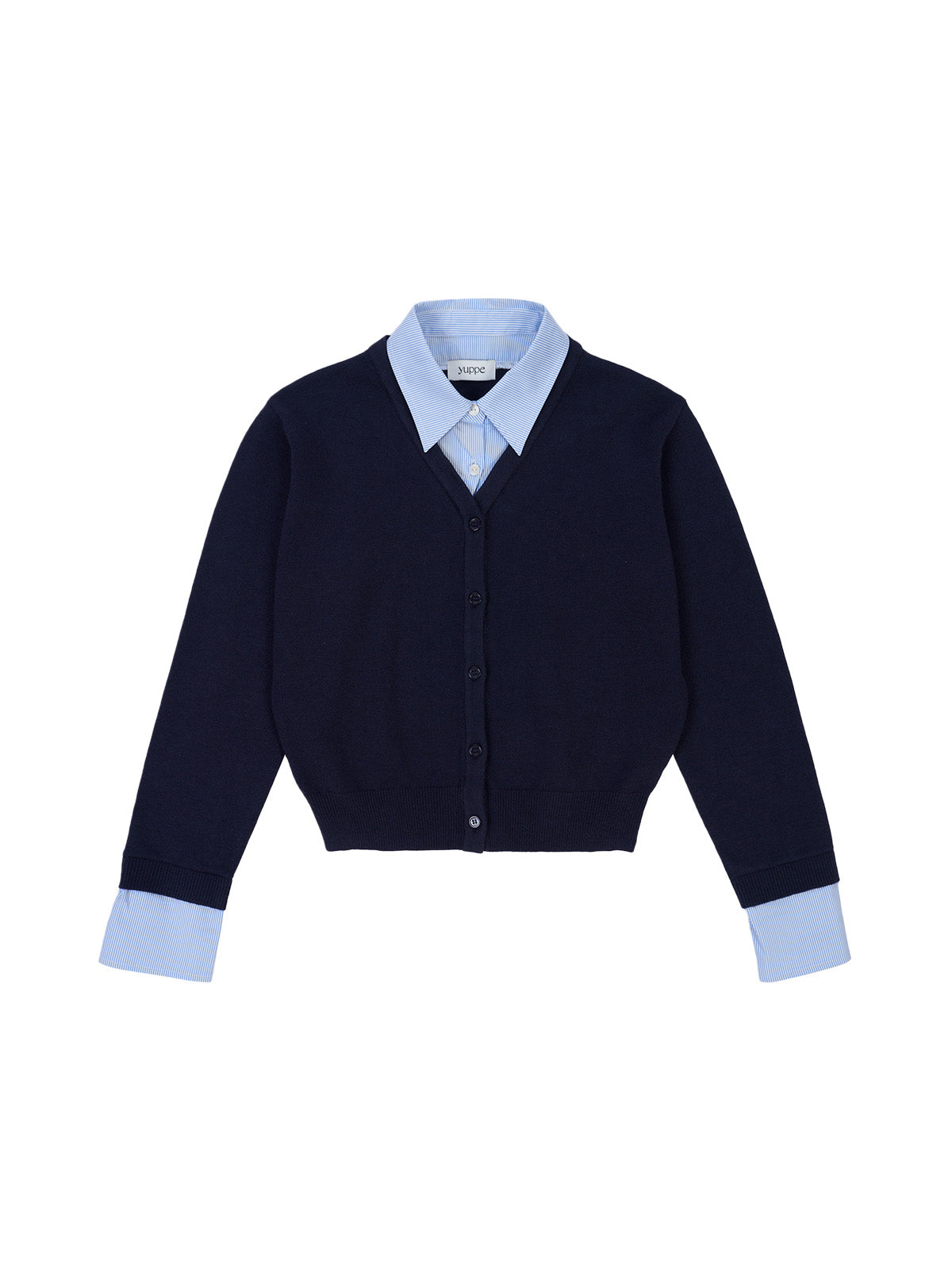 SHIRT COLLAR CARDIGAN_BLEU MARINE