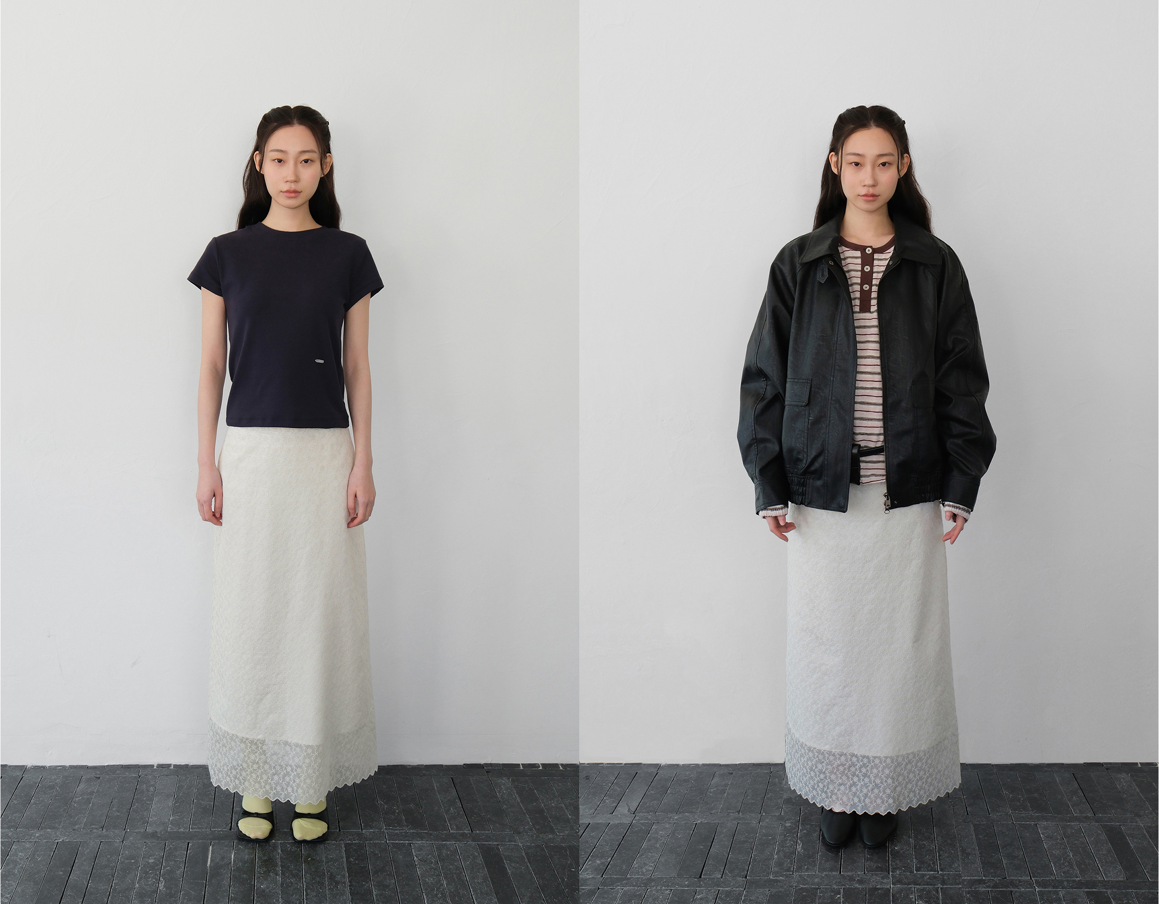 MOUI SCALLOP LACE SKIRT_CREAM style guide image