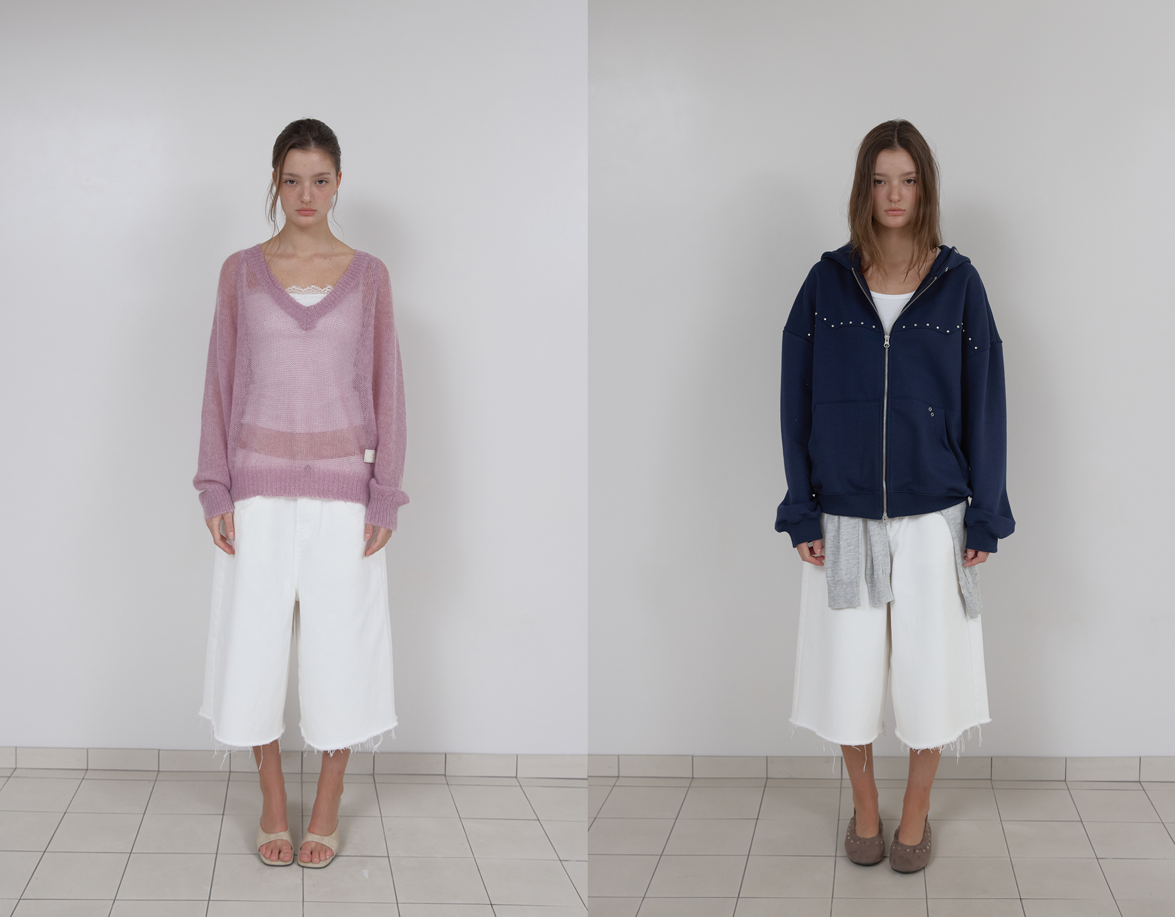 ESSENTIAL BERMUDA DENIM PANTS_WHITE style guide image