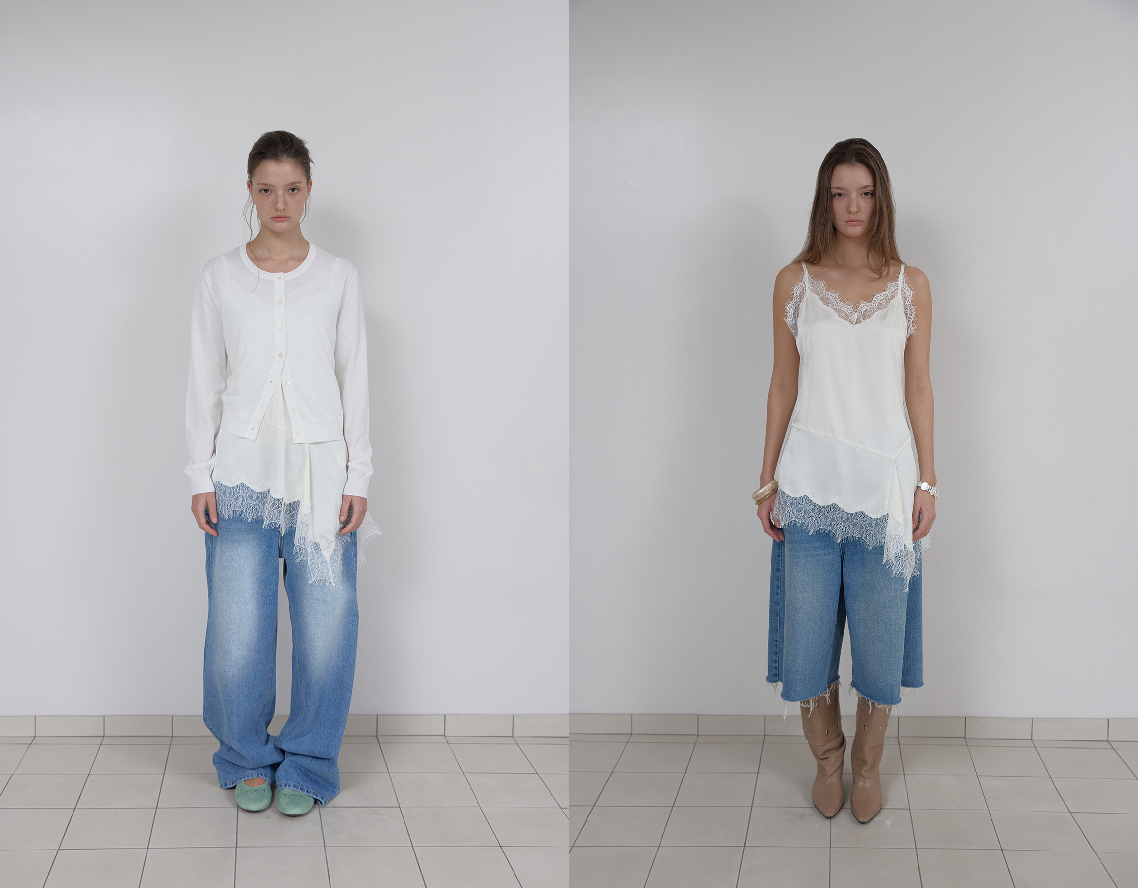 LAYERED SATIN TOP_IVORY style guide image